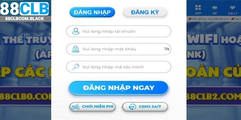 Truy cập tài khoản 88CLB trên website